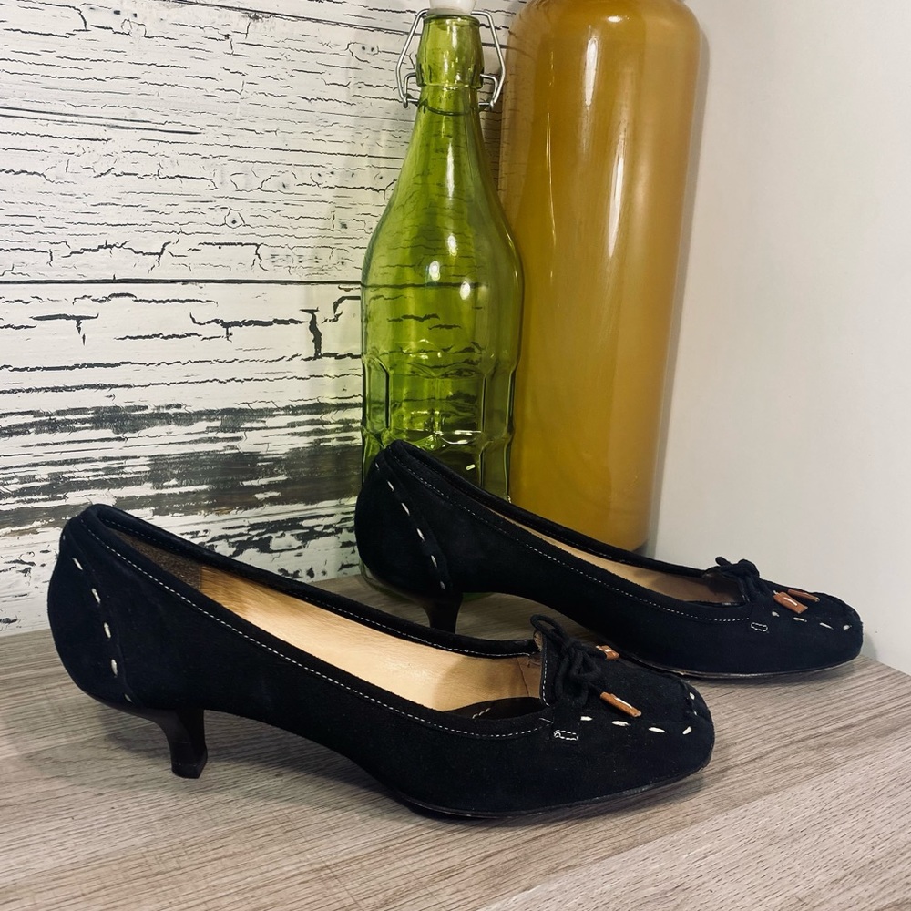 kate spade Black Suede Kitten Heels
